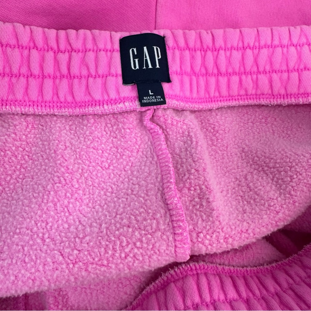 Gap Sweat Set 2 Piece Bright Neon Hot Pink Fleece Shorts Shirt Cotton Lounge - Picture 7 of 13